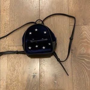 Blue velvet star mini backpack